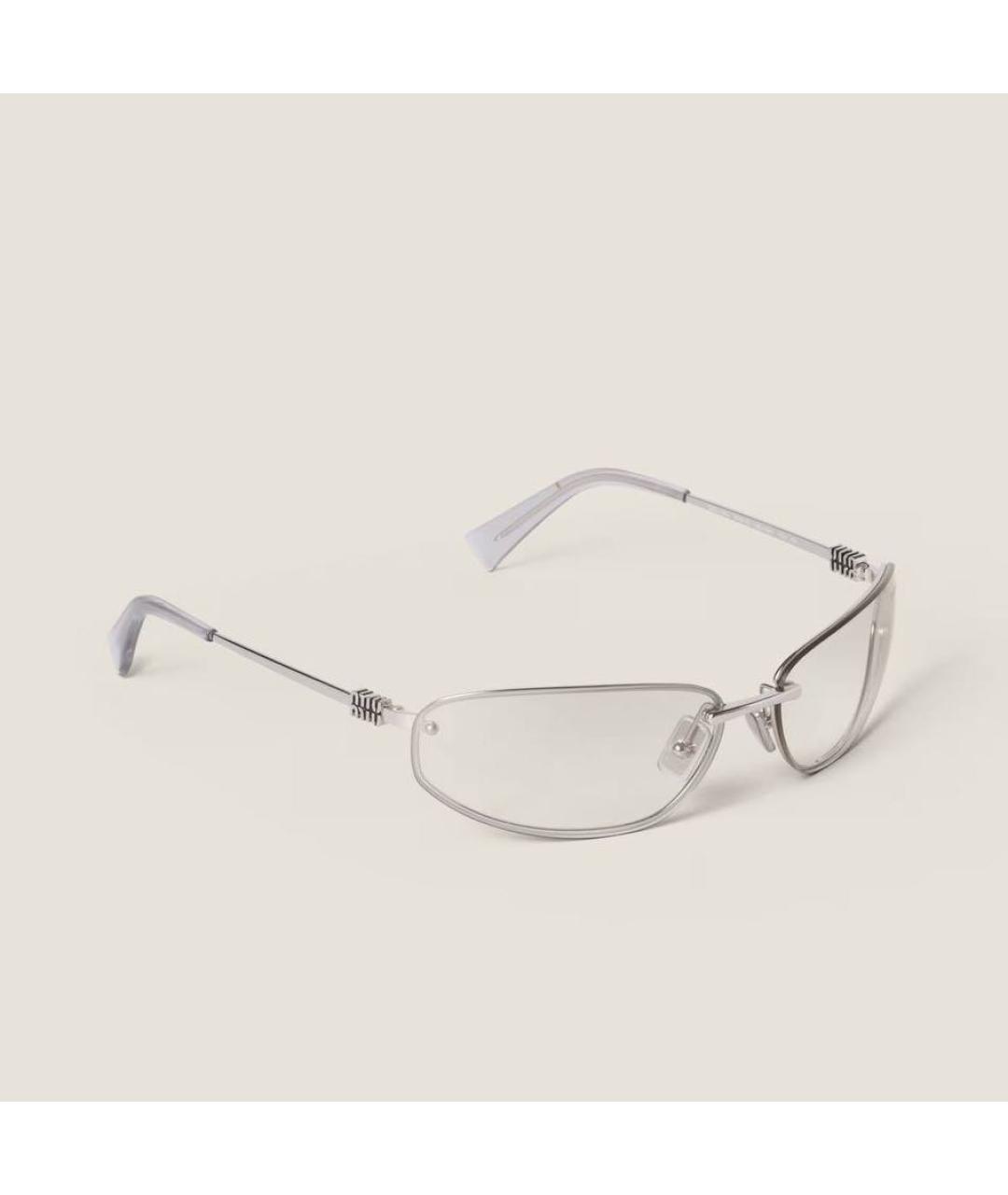 MIU MIU Серебряные металлические солнцезащитные очки, фото 2