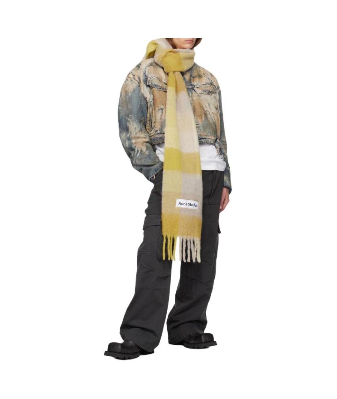 ACNE STUDIOS Желтый шерстяной шарф, фото 5