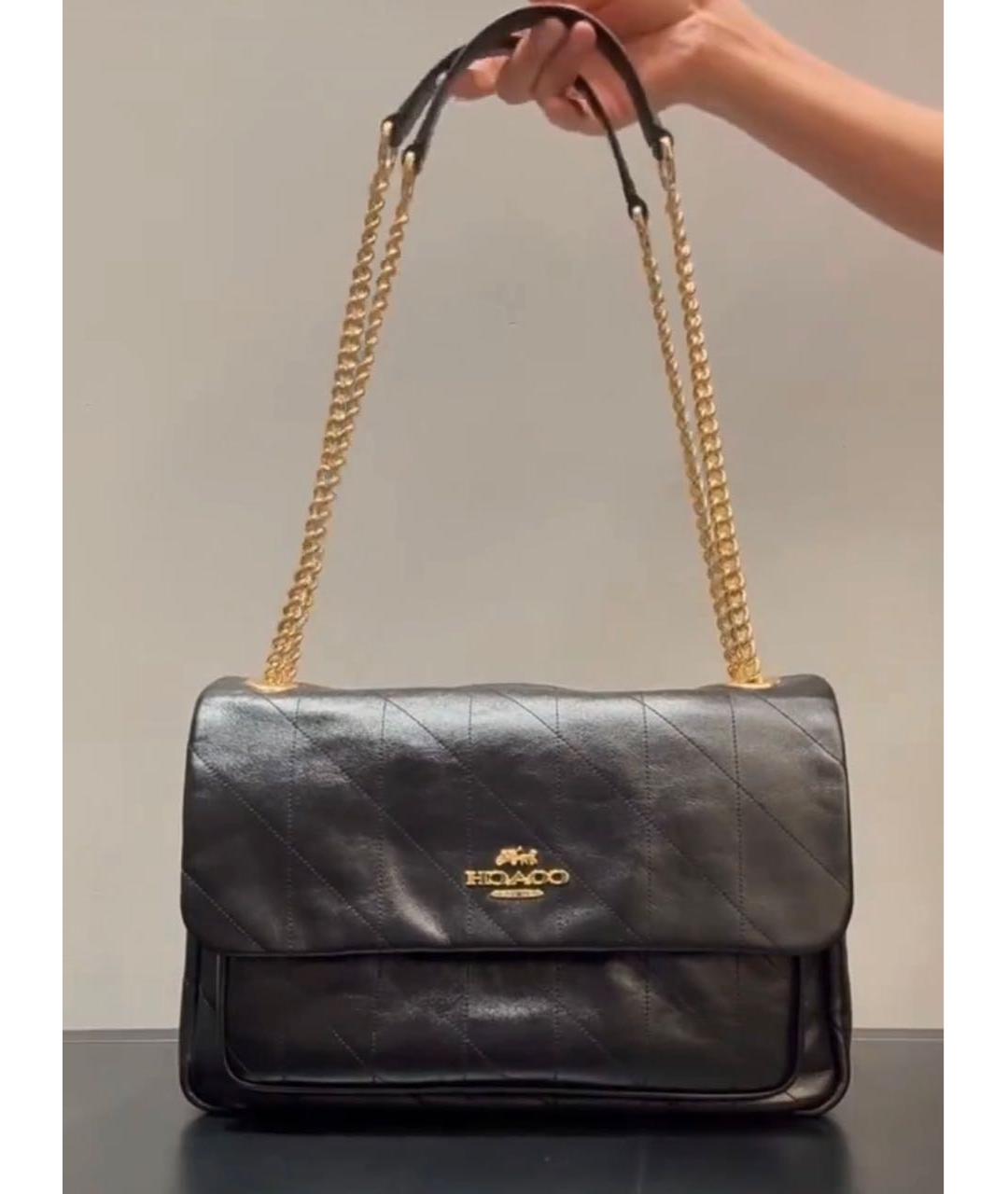 COACH Черная кожаная сумка через плечо, фото 8