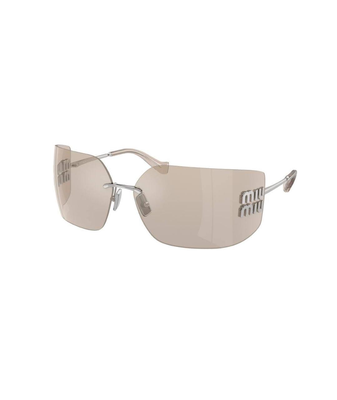 MIU MIU Бежевые металлические солнцезащитные очки, фото 1