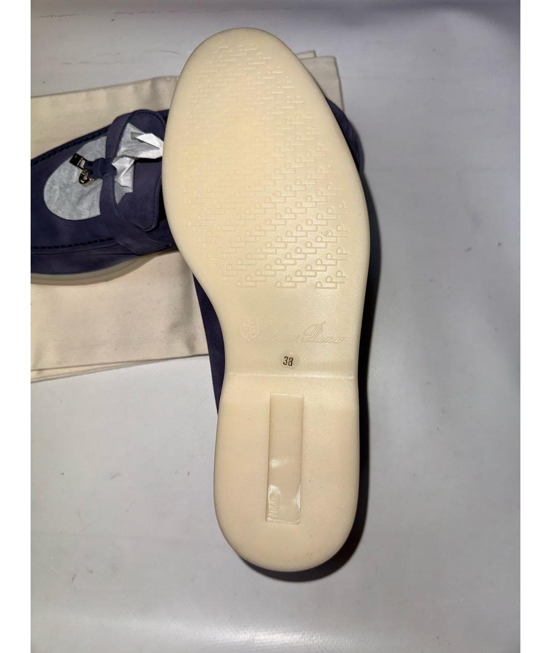 LORO PIANA Темно-синие замшевые лоферы, фото 6