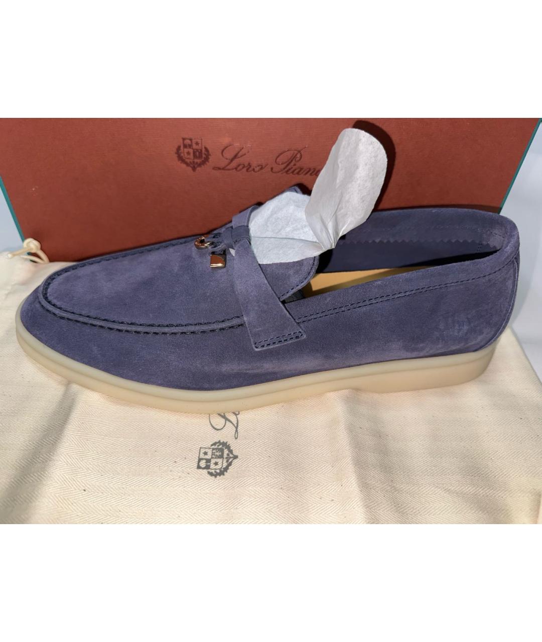 LORO PIANA Темно-синие замшевые лоферы, фото 3