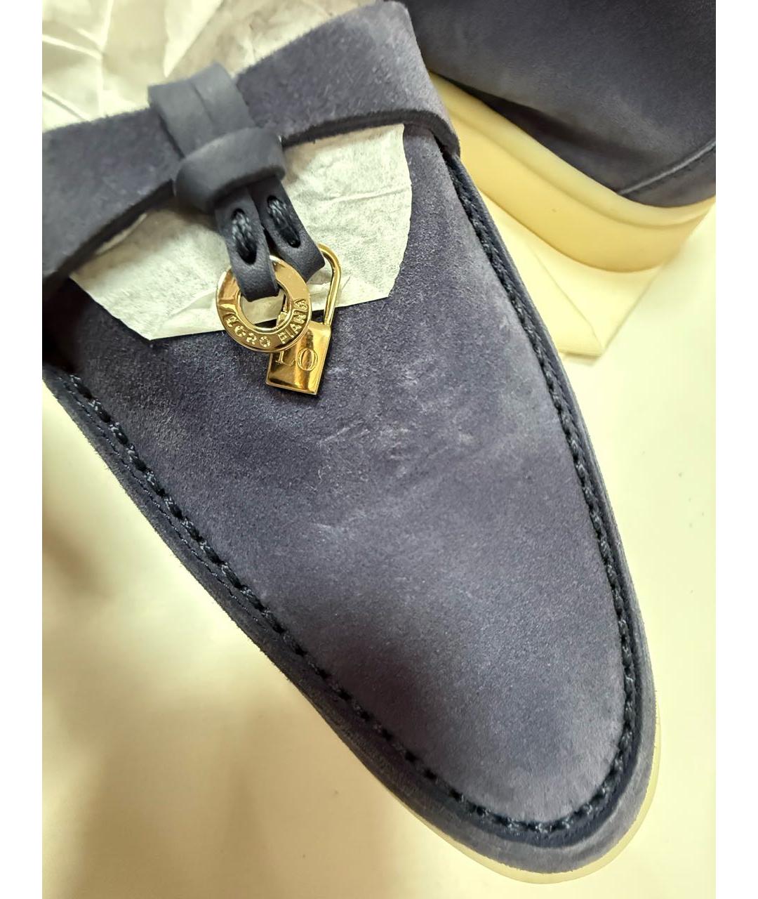 LORO PIANA Темно-синие замшевые лоферы, фото 7