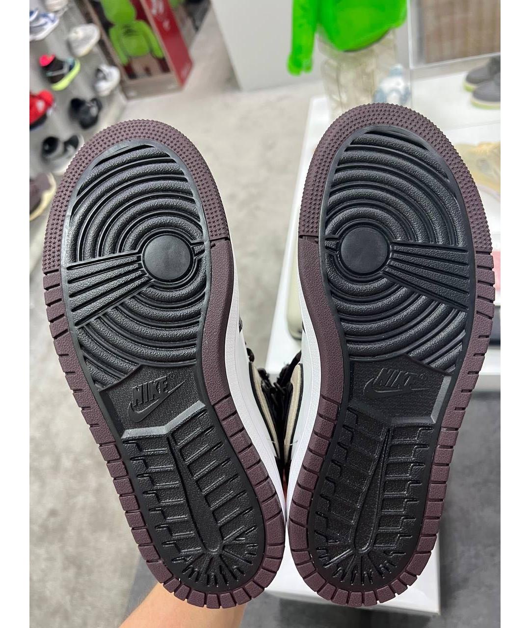 JORDAN Коричневые кожаные высокие кроссовки / кеды, фото 6