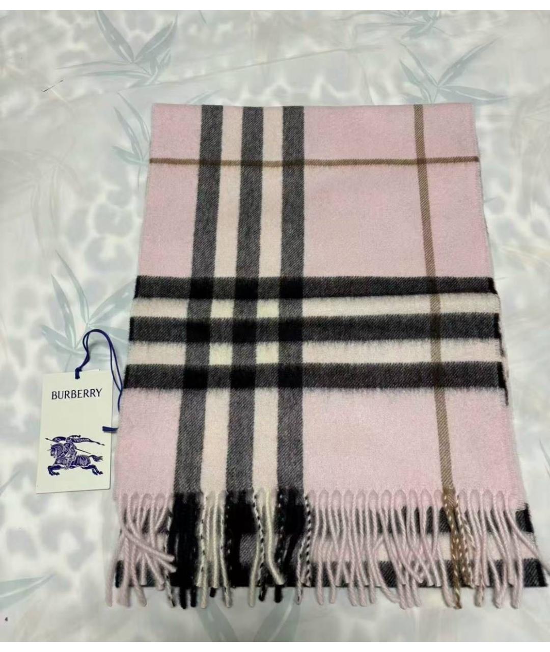 BURBERRY Розовый кашемировый шарф, фото 3