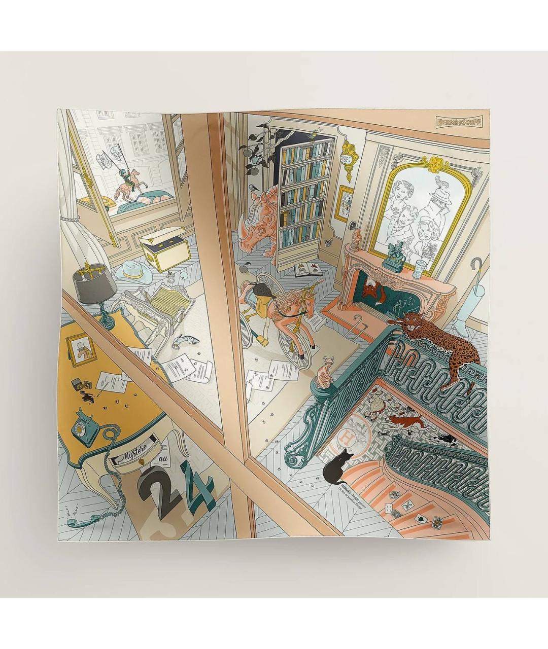 HERMES Мульти шелковый платок, фото 5