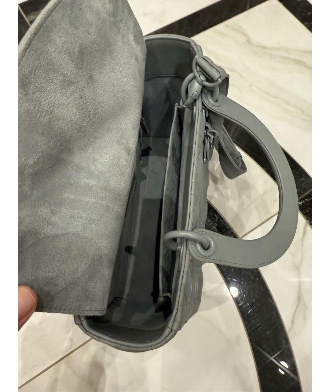 CHRISTIAN DIOR Антрацитовая кожаная сумка с короткими ручками, фото 3