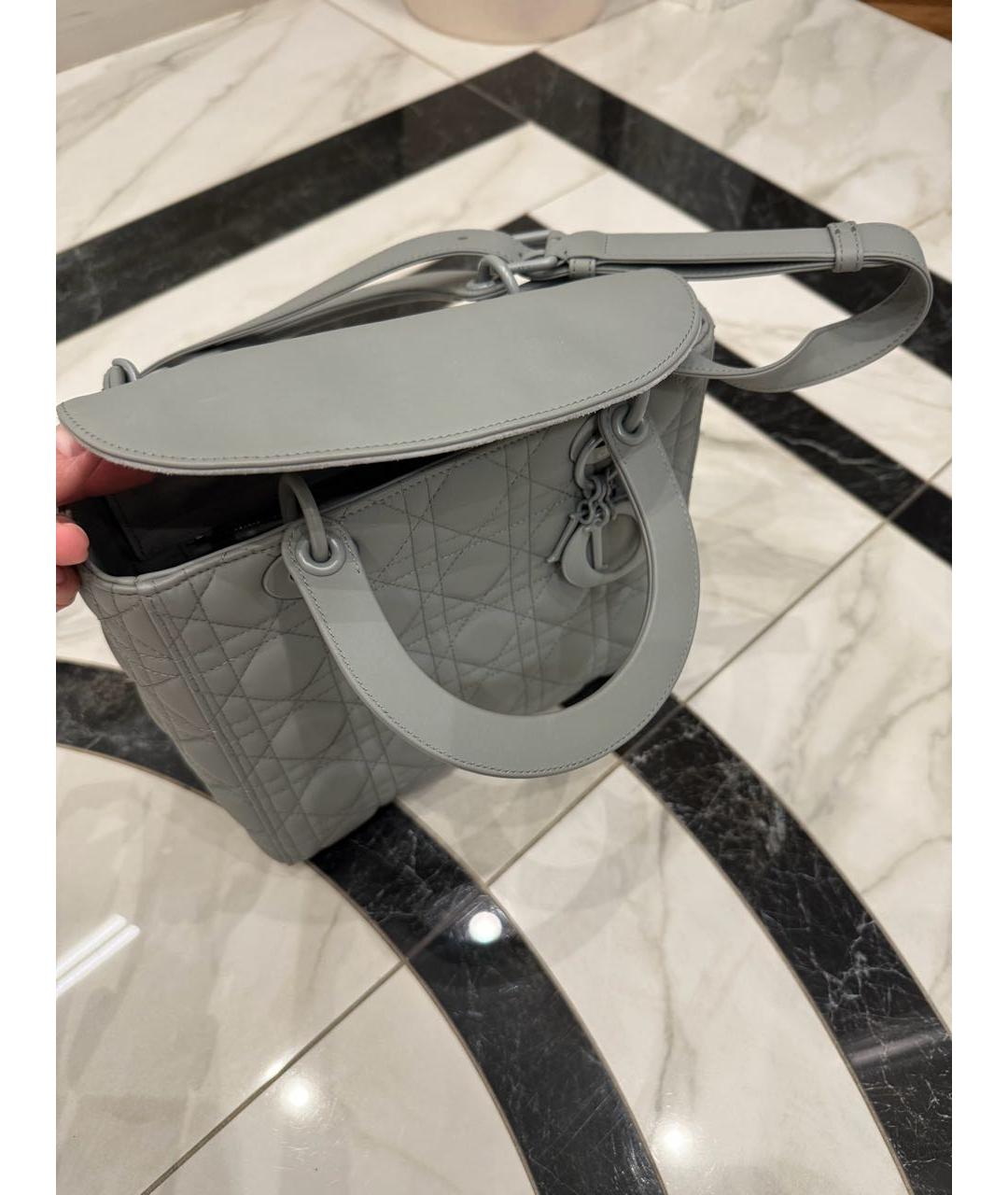 CHRISTIAN DIOR Антрацитовая кожаная сумка с короткими ручками, фото 2