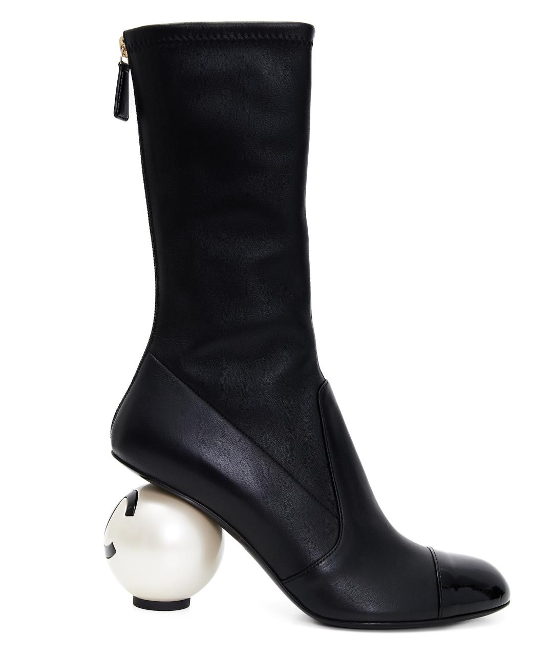 CHANEL Черные кожаные сапоги, фото 1