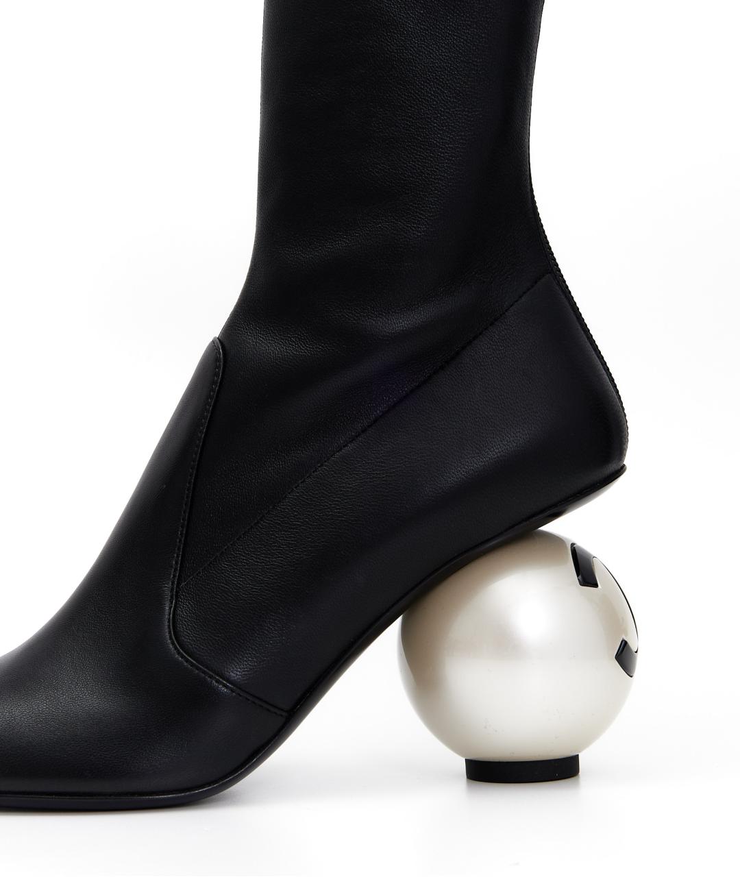 CHANEL Черные кожаные сапоги, фото 4