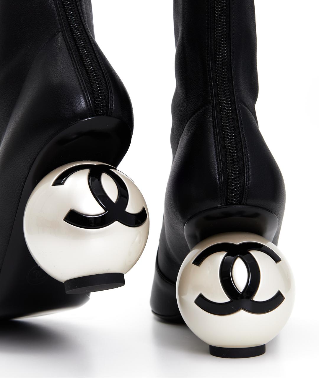 CHANEL Черные кожаные сапоги, фото 5