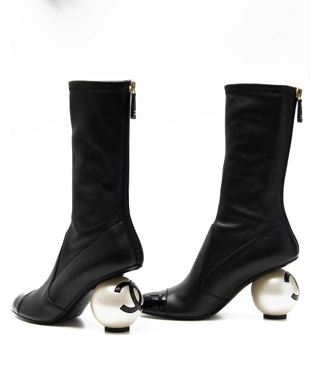 CHANEL Черные кожаные сапоги, фото 6