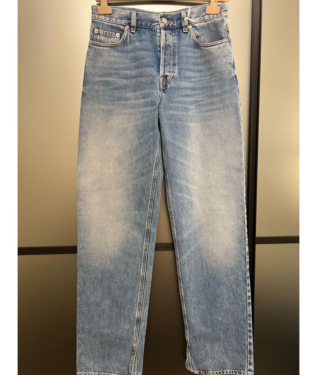 GUCCI Голубые хлопковые прямые джинсы, фото 9