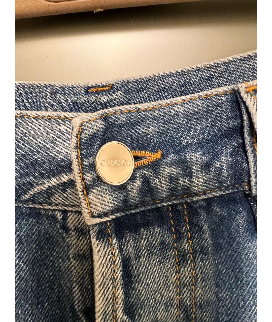 GUCCI Голубые хлопковые прямые джинсы, фото 8