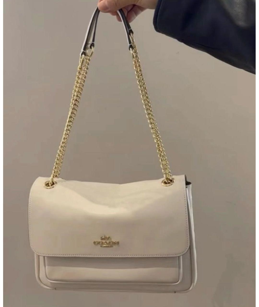 COACH Белая кожаная сумка через плечо, фото 6