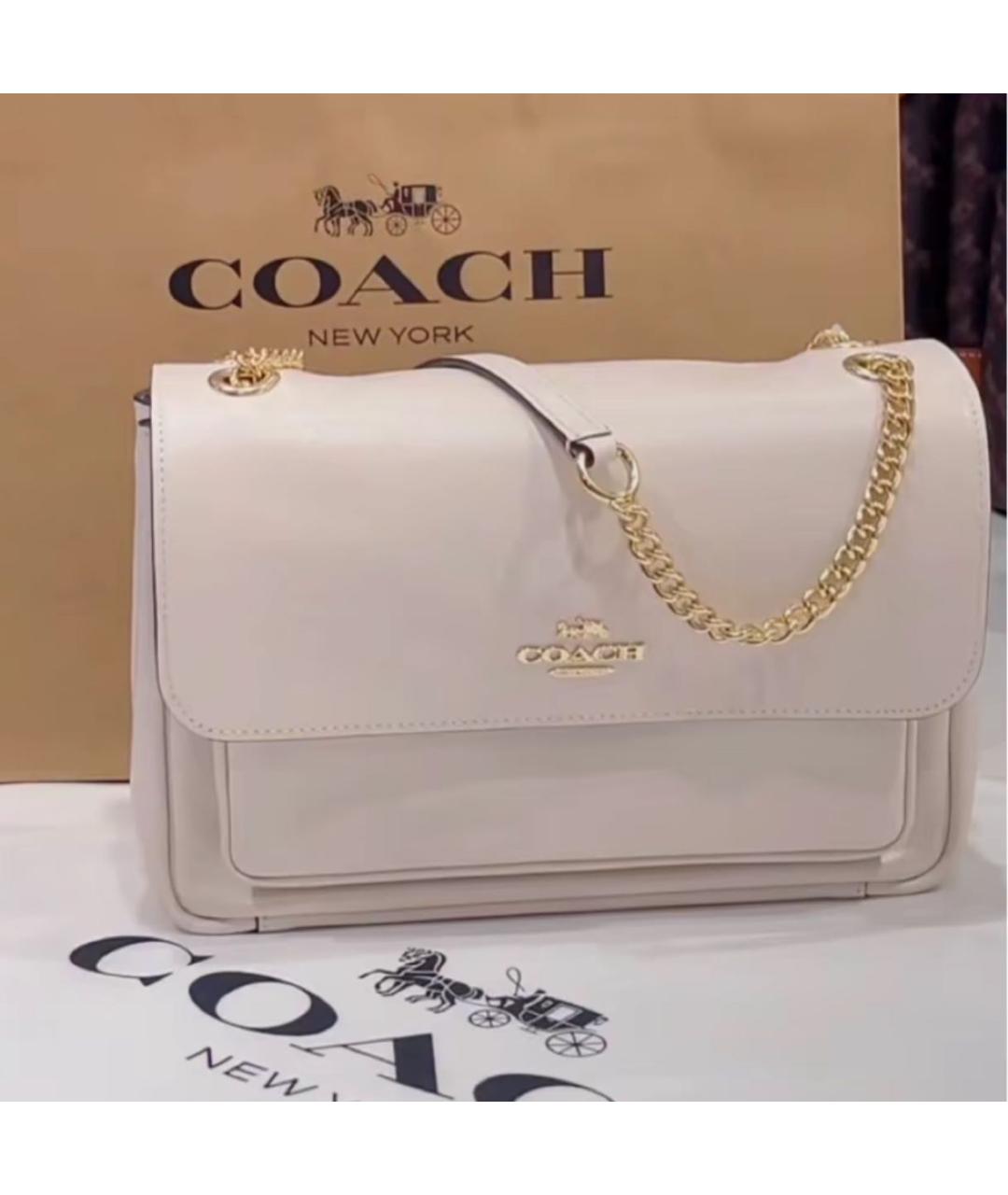 COACH Белая кожаная сумка через плечо, фото 5