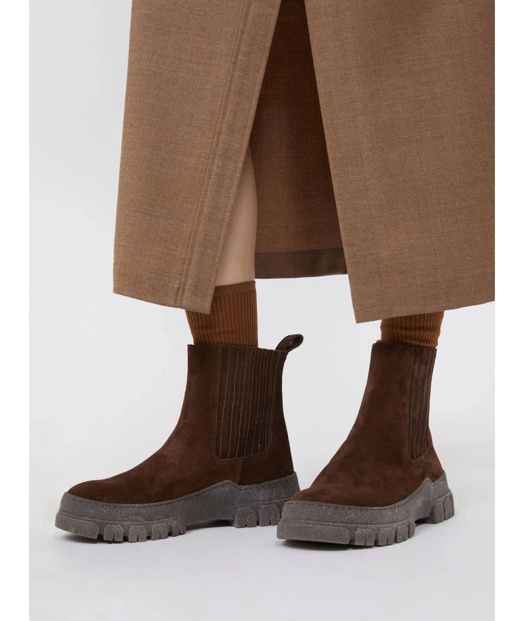 WEEKEND MAX MARA Коричневые замшевые ботинки, фото 6