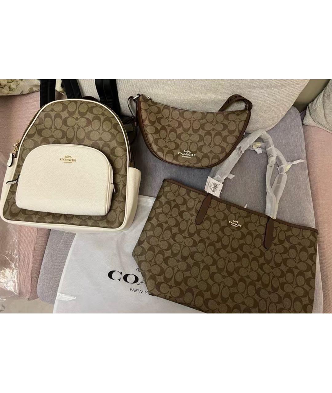 COACH Коричневый кожаный рюкзак, фото 5