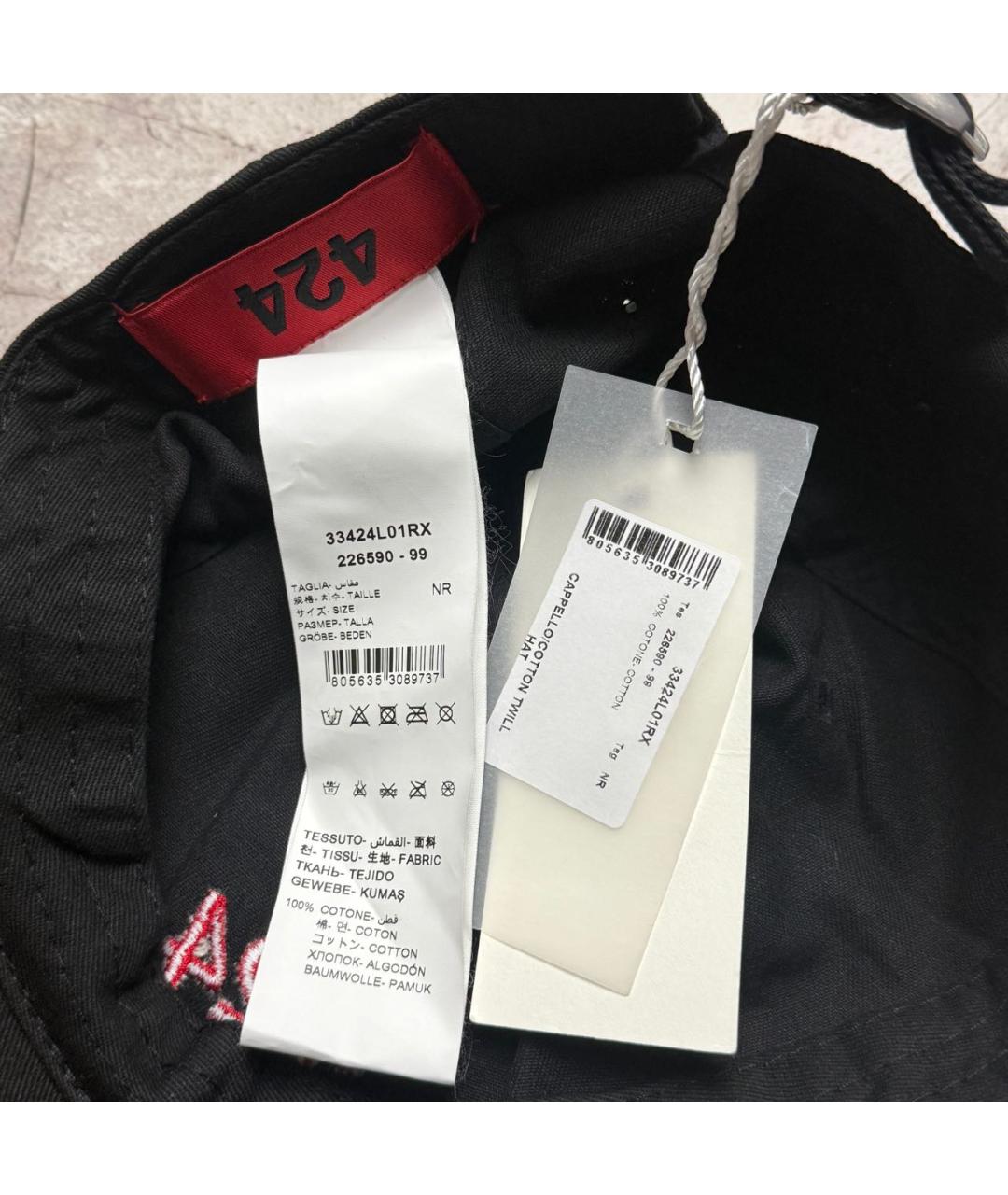 424 Черная хлопковая кепка/бейсболка, фото 3