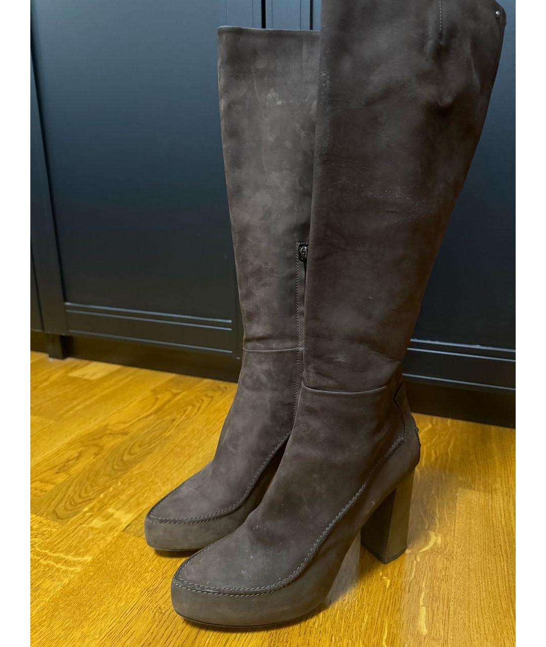 TOD'S Серые замшевые сапоги, фото 8