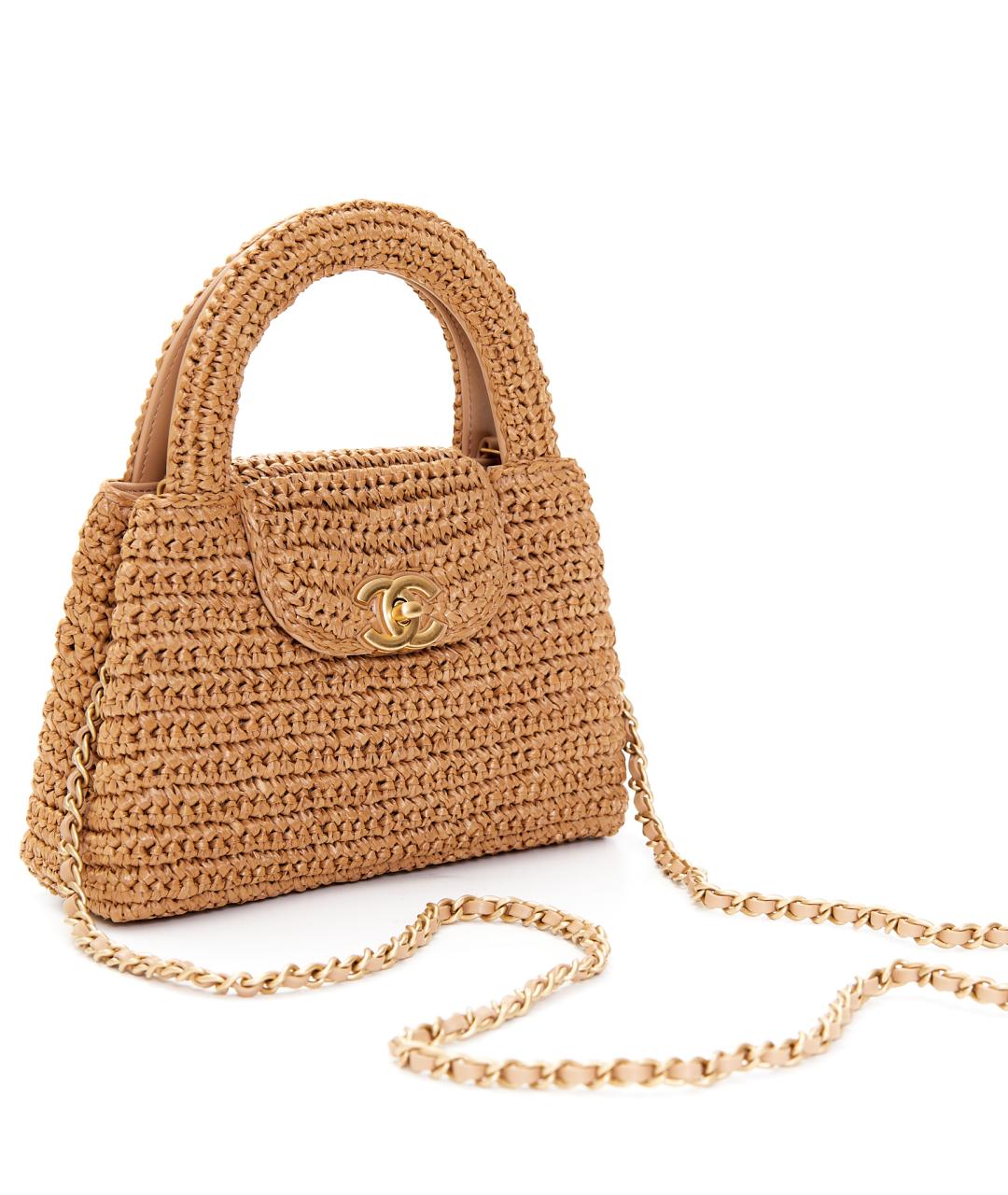 CHANEL Бежевая пелетеная сумка через плечо, фото 5
