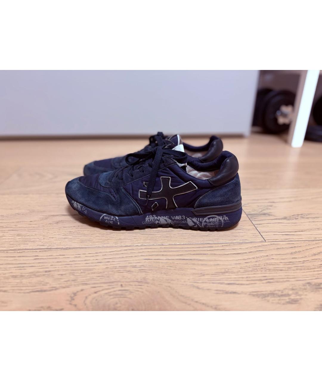 PREMIATA Темно-синие замшевые низкие кроссовки / кеды, фото 7