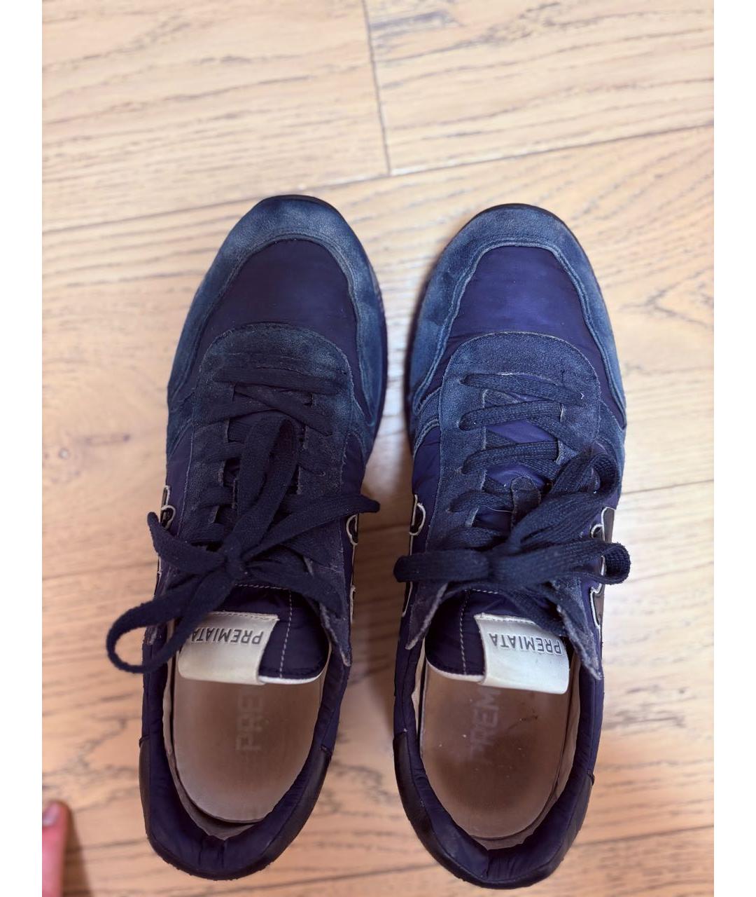 PREMIATA Темно-синие замшевые низкие кроссовки / кеды, фото 3