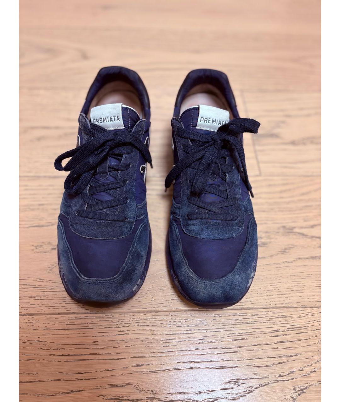 PREMIATA Темно-синие замшевые низкие кроссовки / кеды, фото 2