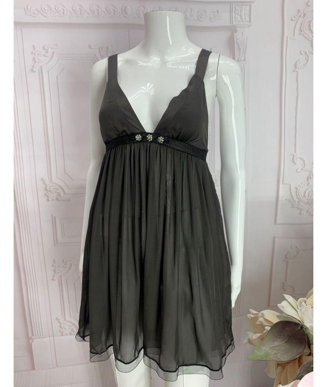 ROBERTO CAVALLI Коричневое шелковое платье, фото 5