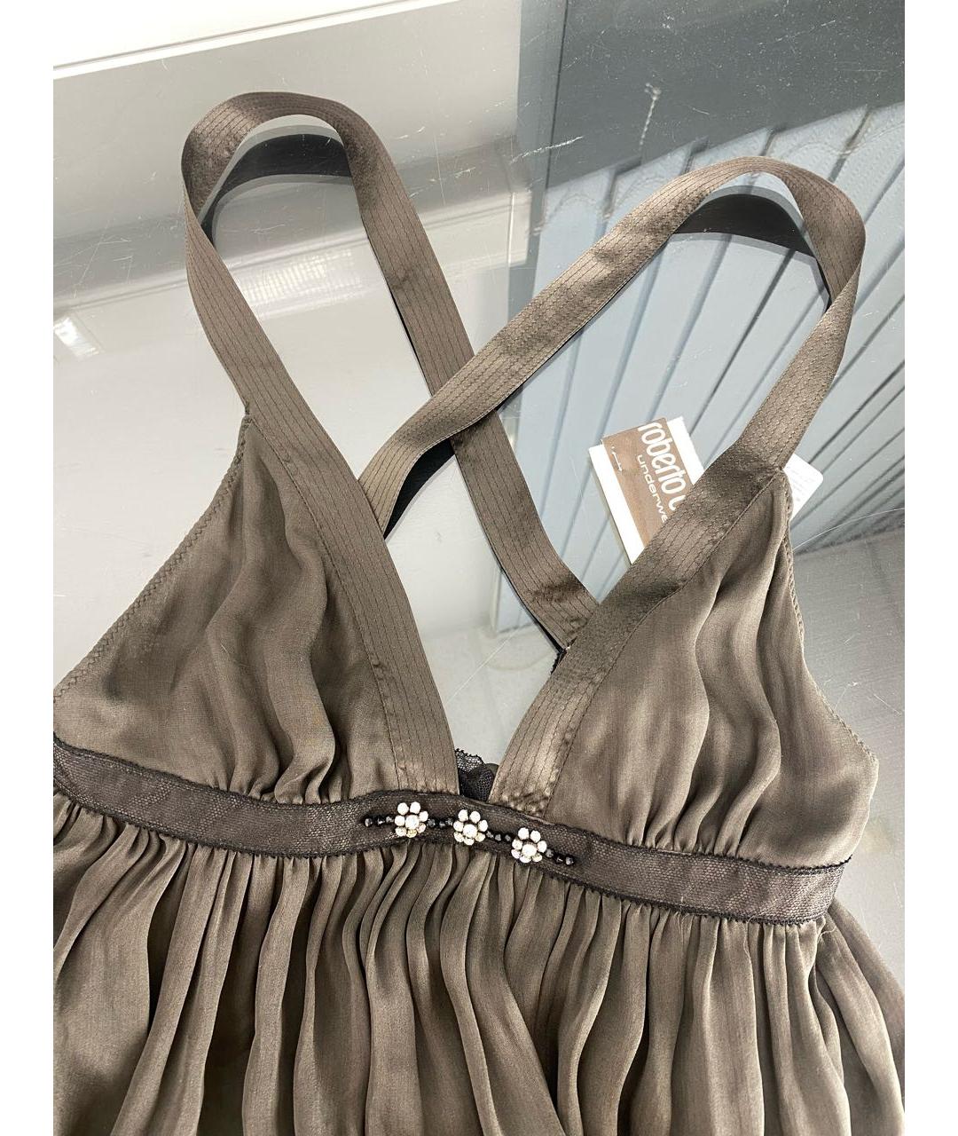 ROBERTO CAVALLI Коричневое шелковое платье, фото 3