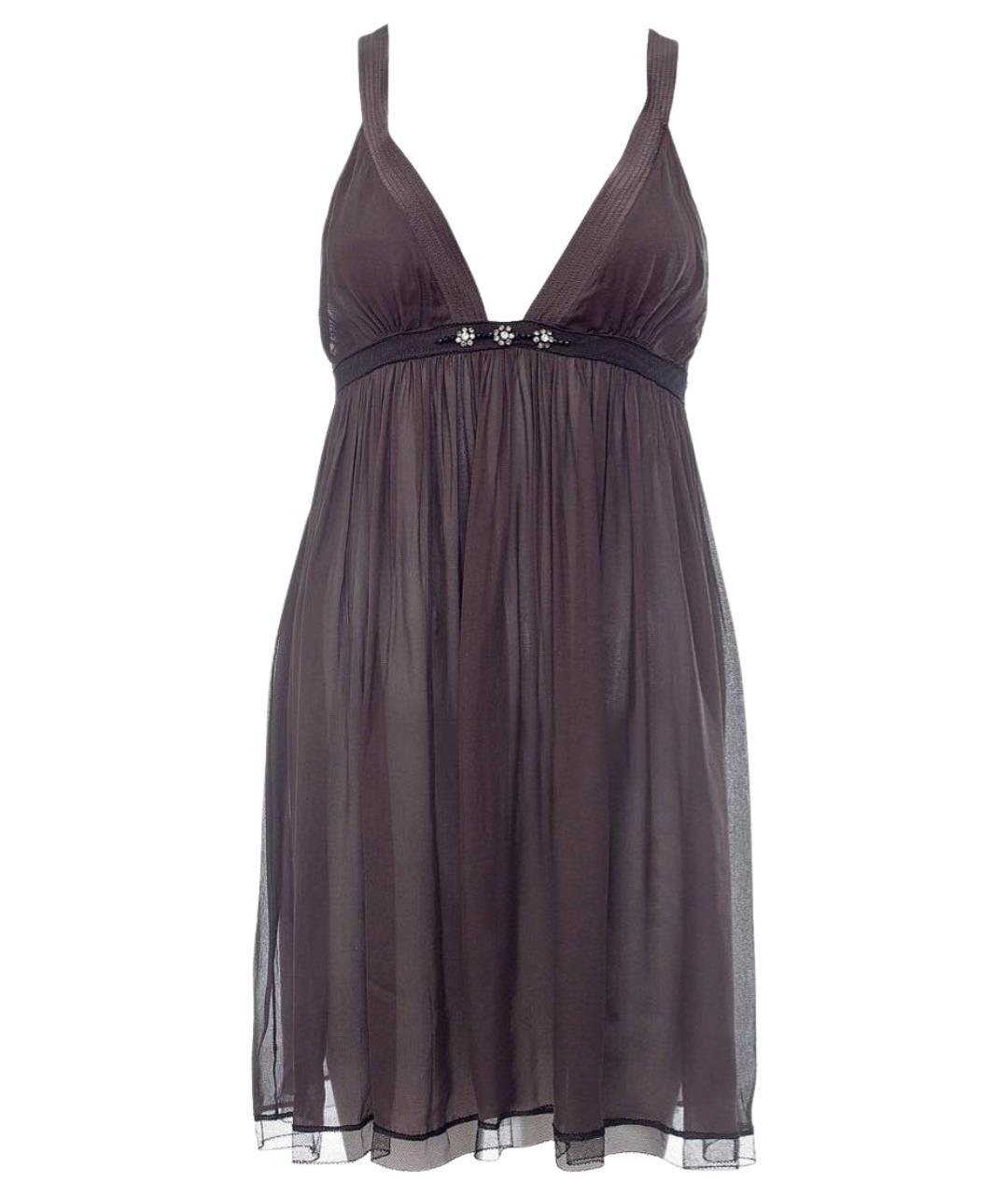 ROBERTO CAVALLI Коричневое шелковое платье, фото 1