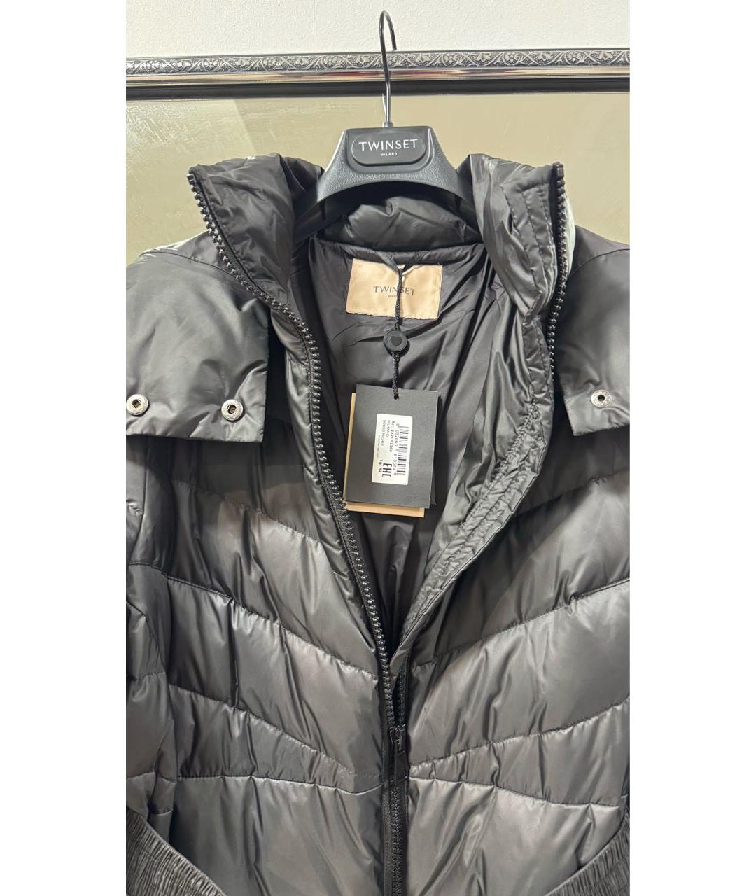 TWIN-SET Черный полиэстеровый пуховик, фото 4