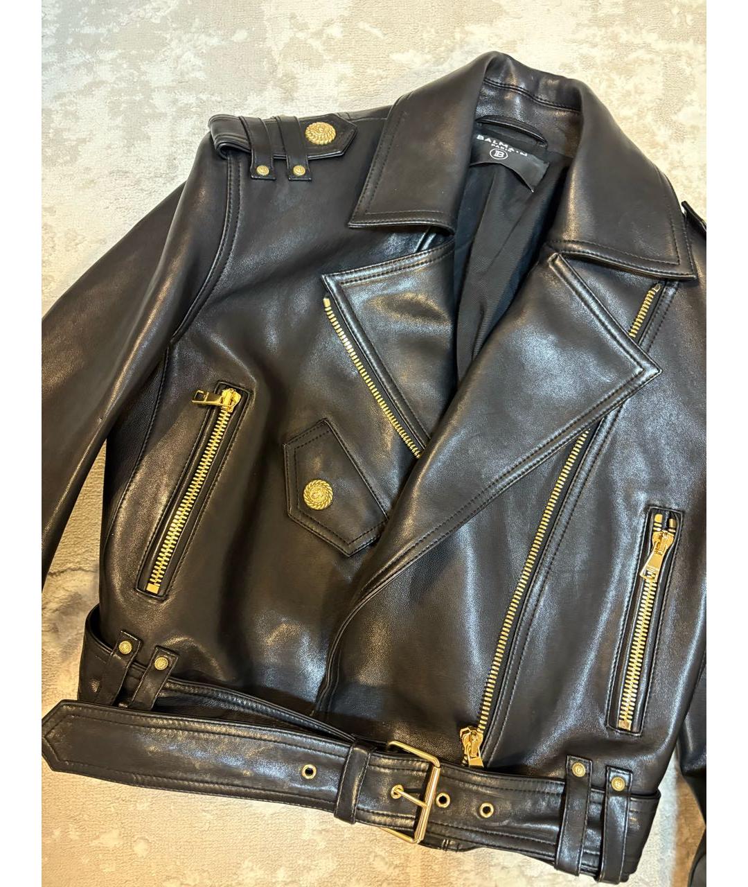 BALMAIN Черная кожаная куртка, фото 2