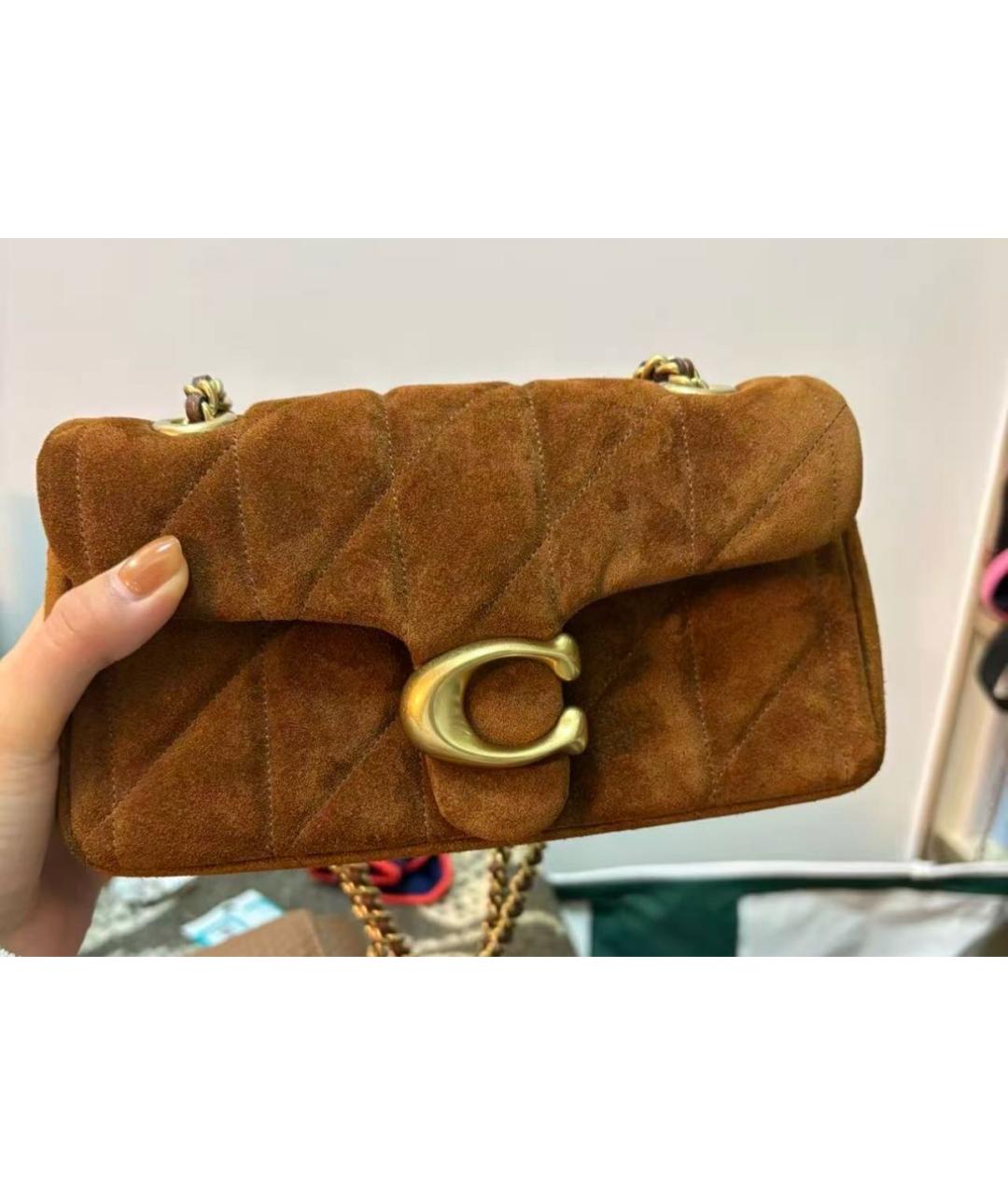 COACH Коричневая замшевая сумка через плечо, фото 7