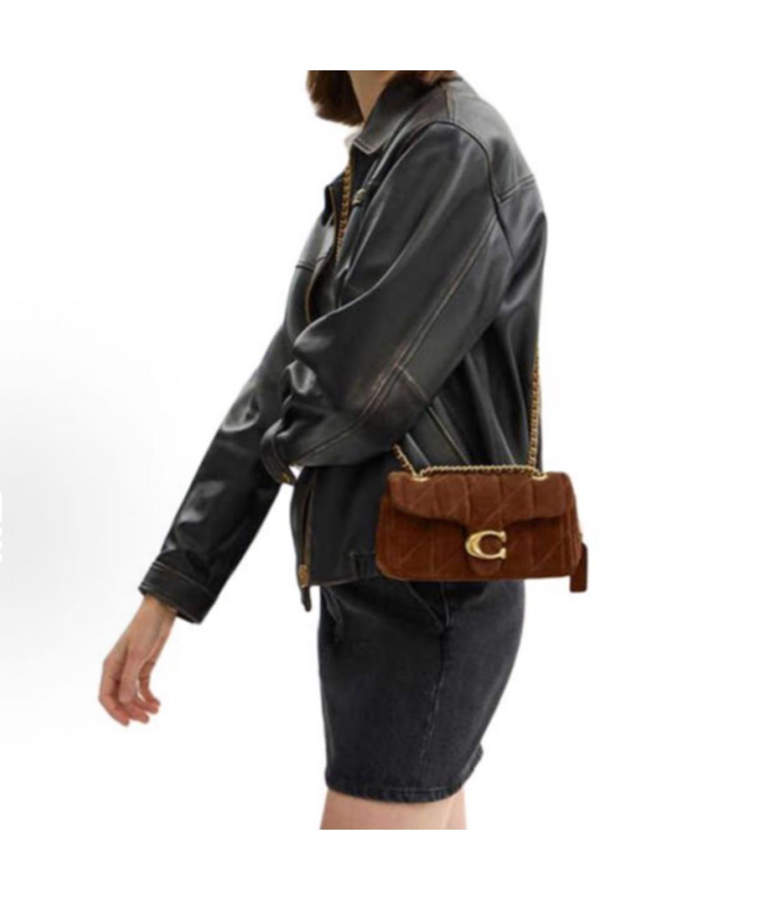 COACH Коричневая замшевая сумка через плечо, фото 6