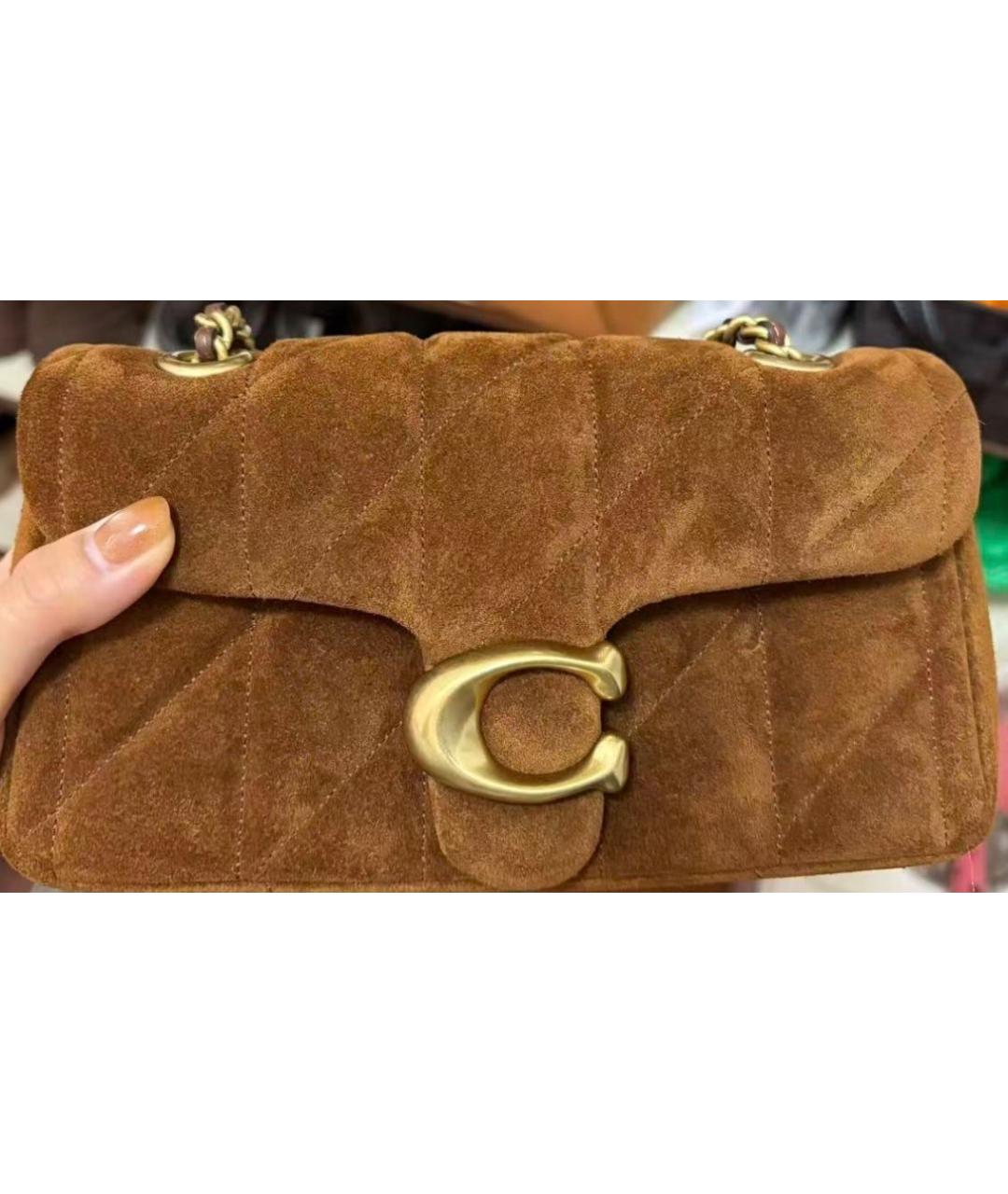 COACH Коричневая замшевая сумка через плечо, фото 8