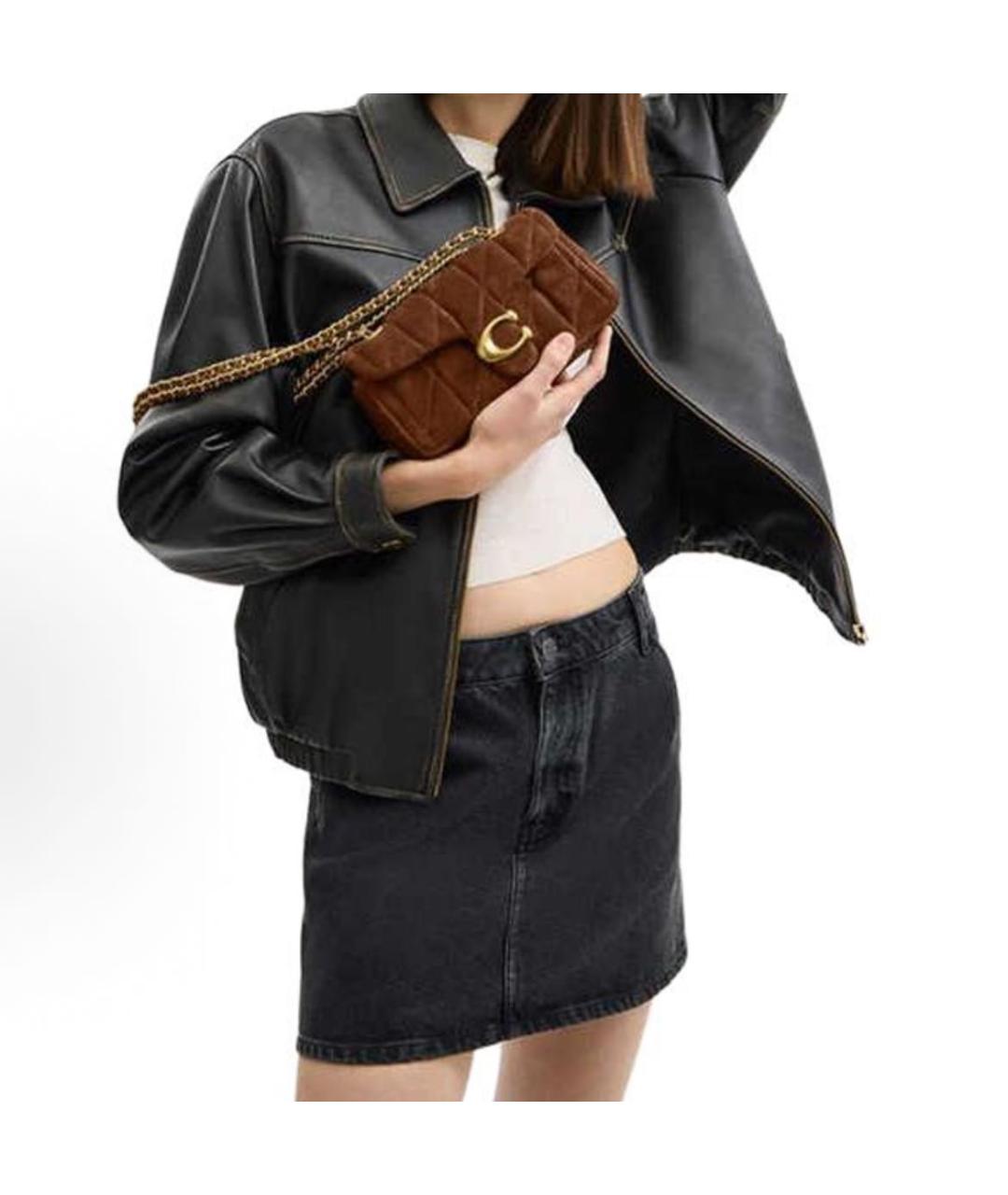 COACH Коричневая замшевая сумка через плечо, фото 5