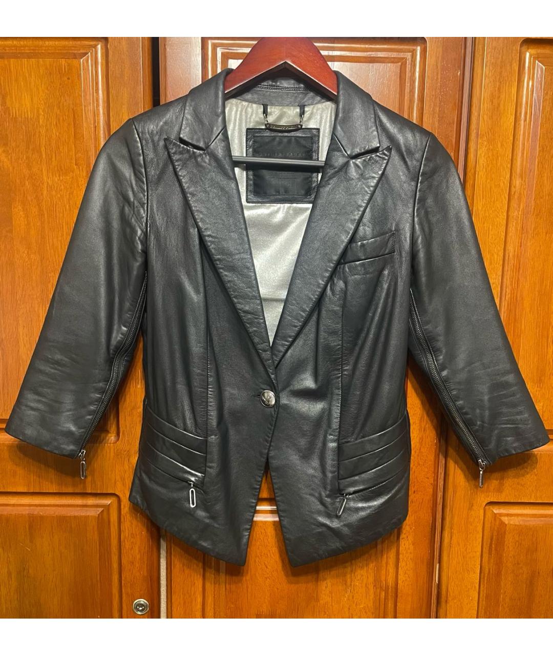 PHILIPP PLEIN Темно-синяя кожаная куртка, фото 7