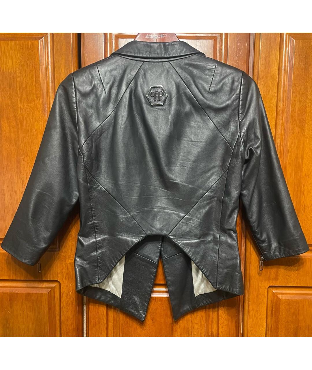 PHILIPP PLEIN Темно-синяя кожаная куртка, фото 2