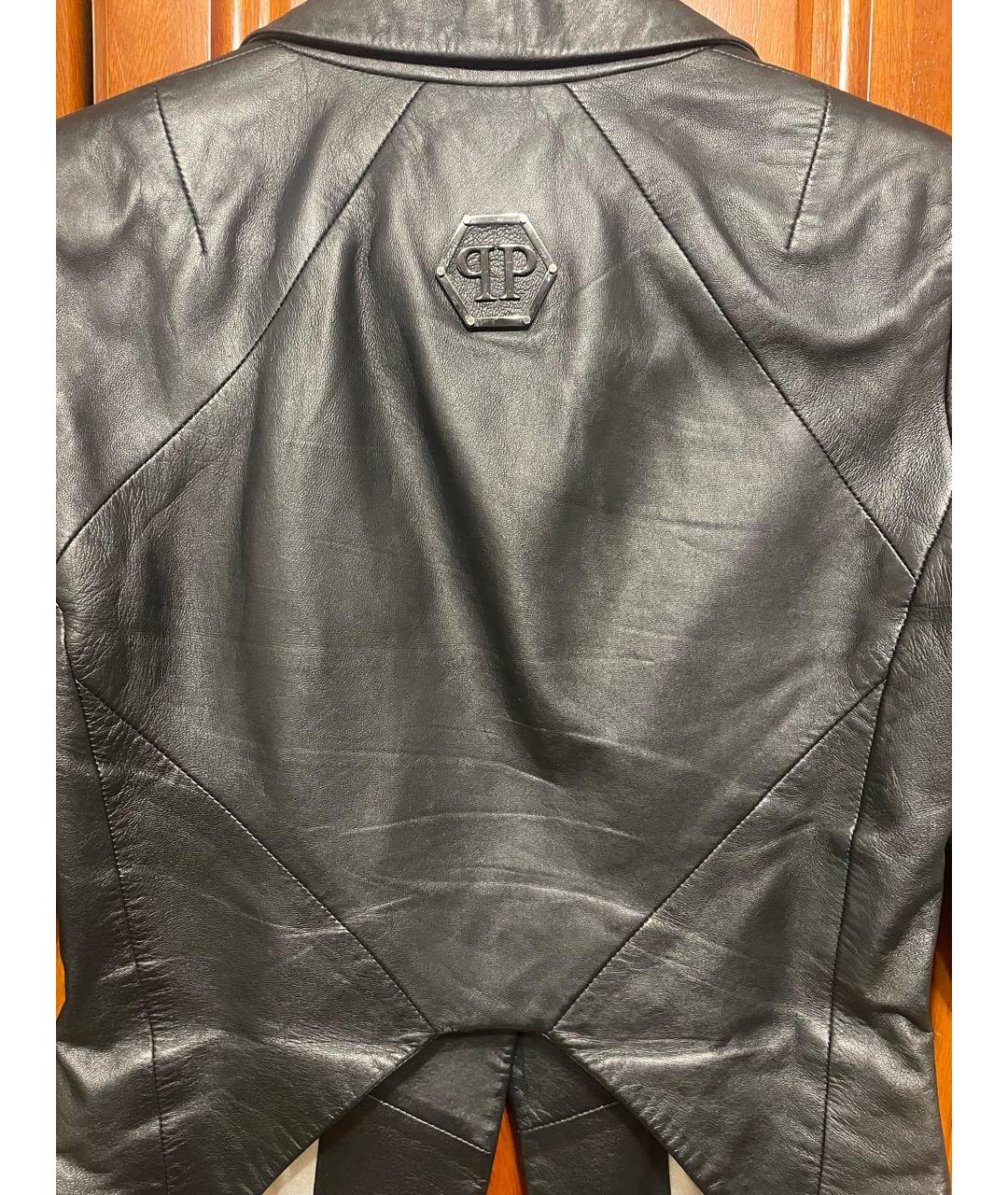 PHILIPP PLEIN Темно-синяя кожаная куртка, фото 3