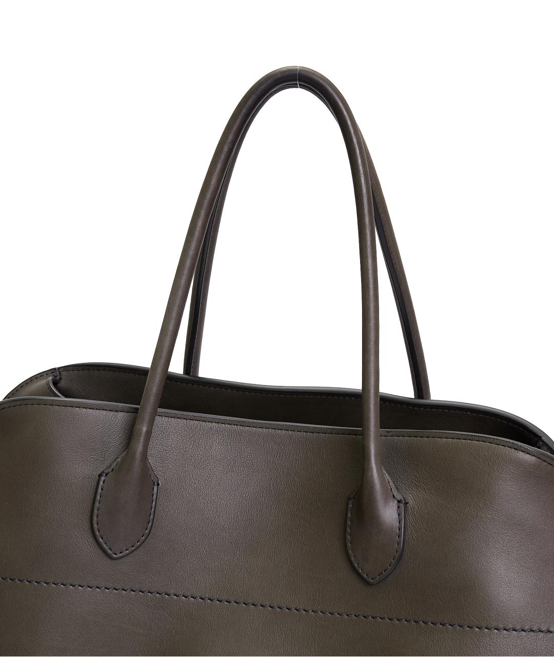 THE ROW Хаки кожаная сумка с короткими ручками, фото 4