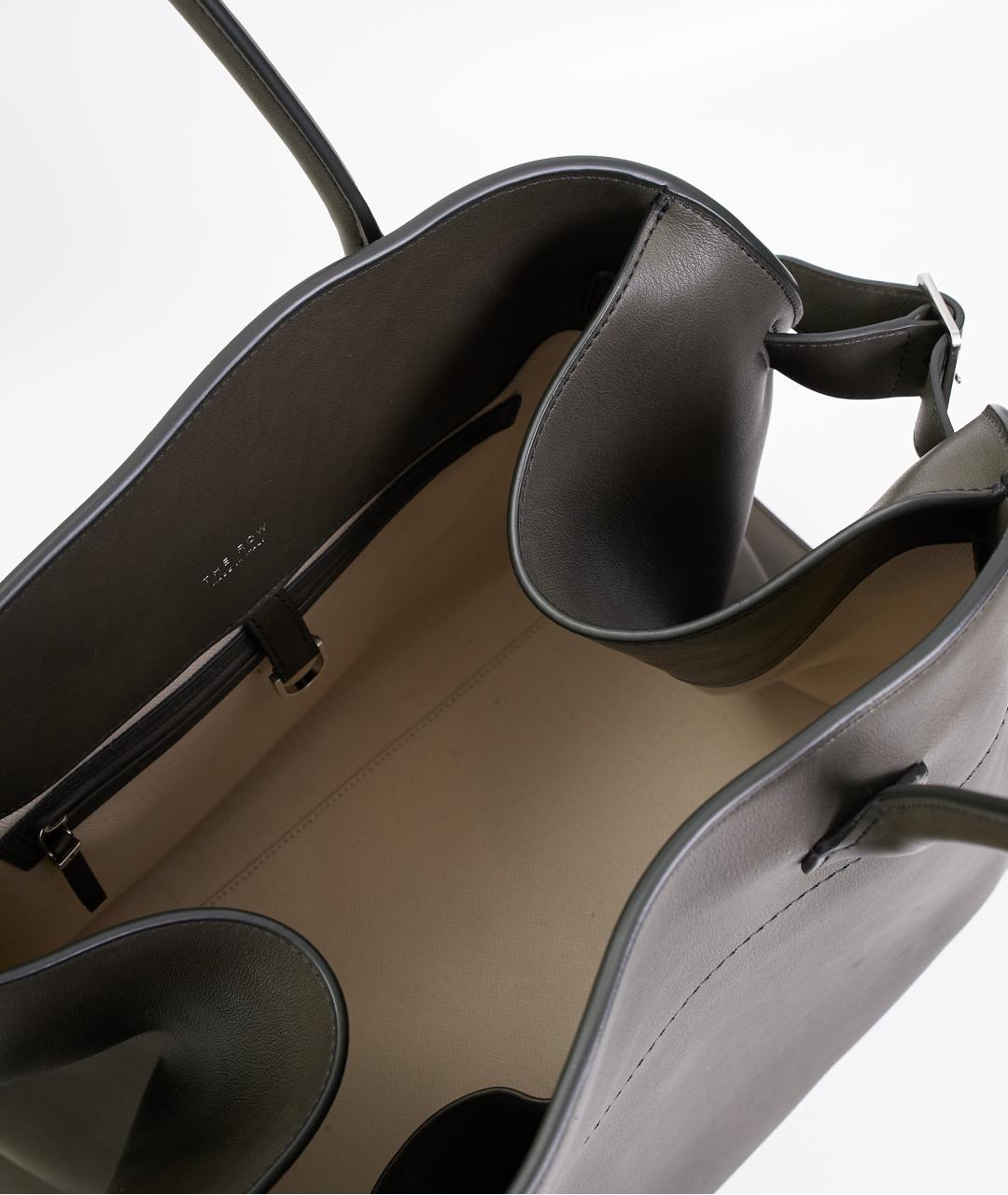 THE ROW Хаки кожаная сумка с короткими ручками, фото 7