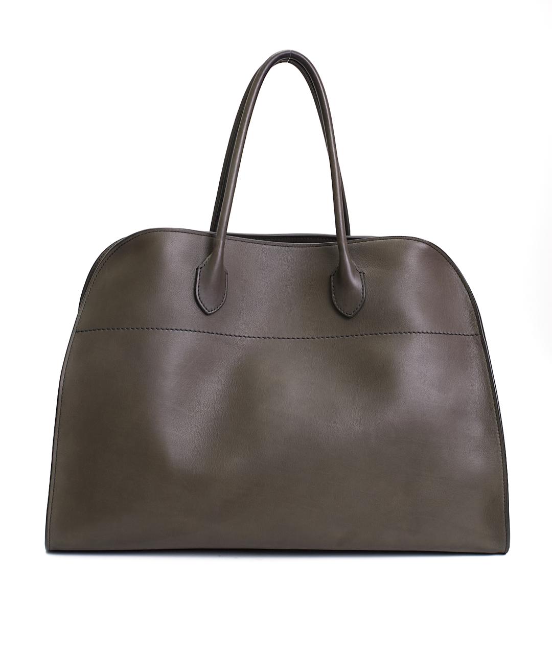 THE ROW Хаки кожаная сумка с короткими ручками, фото 3