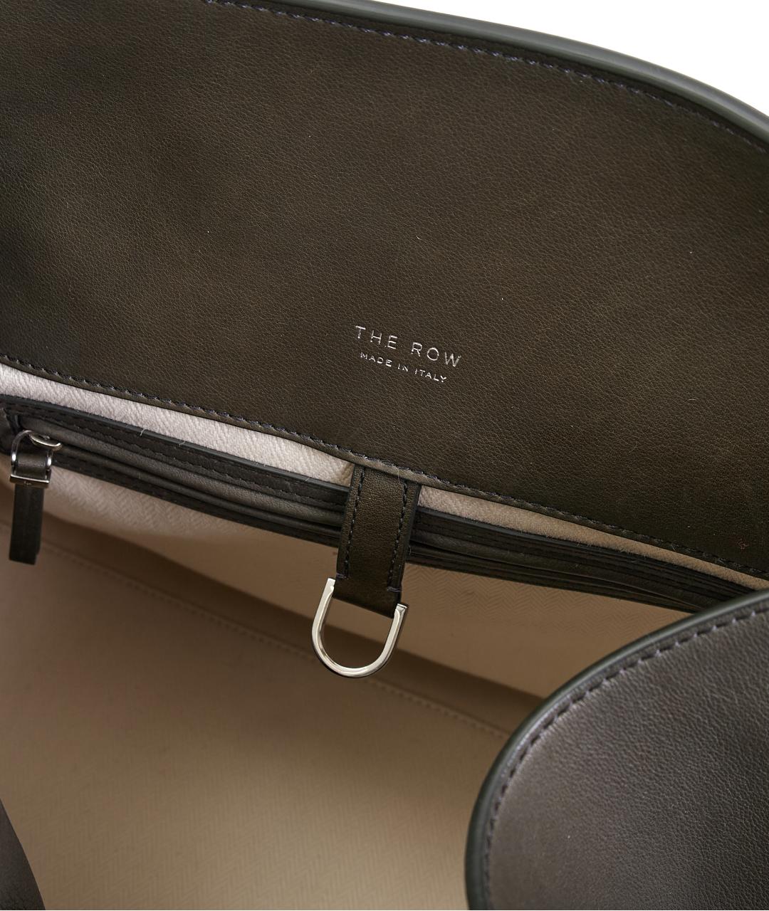 THE ROW Хаки кожаная сумка с короткими ручками, фото 6
