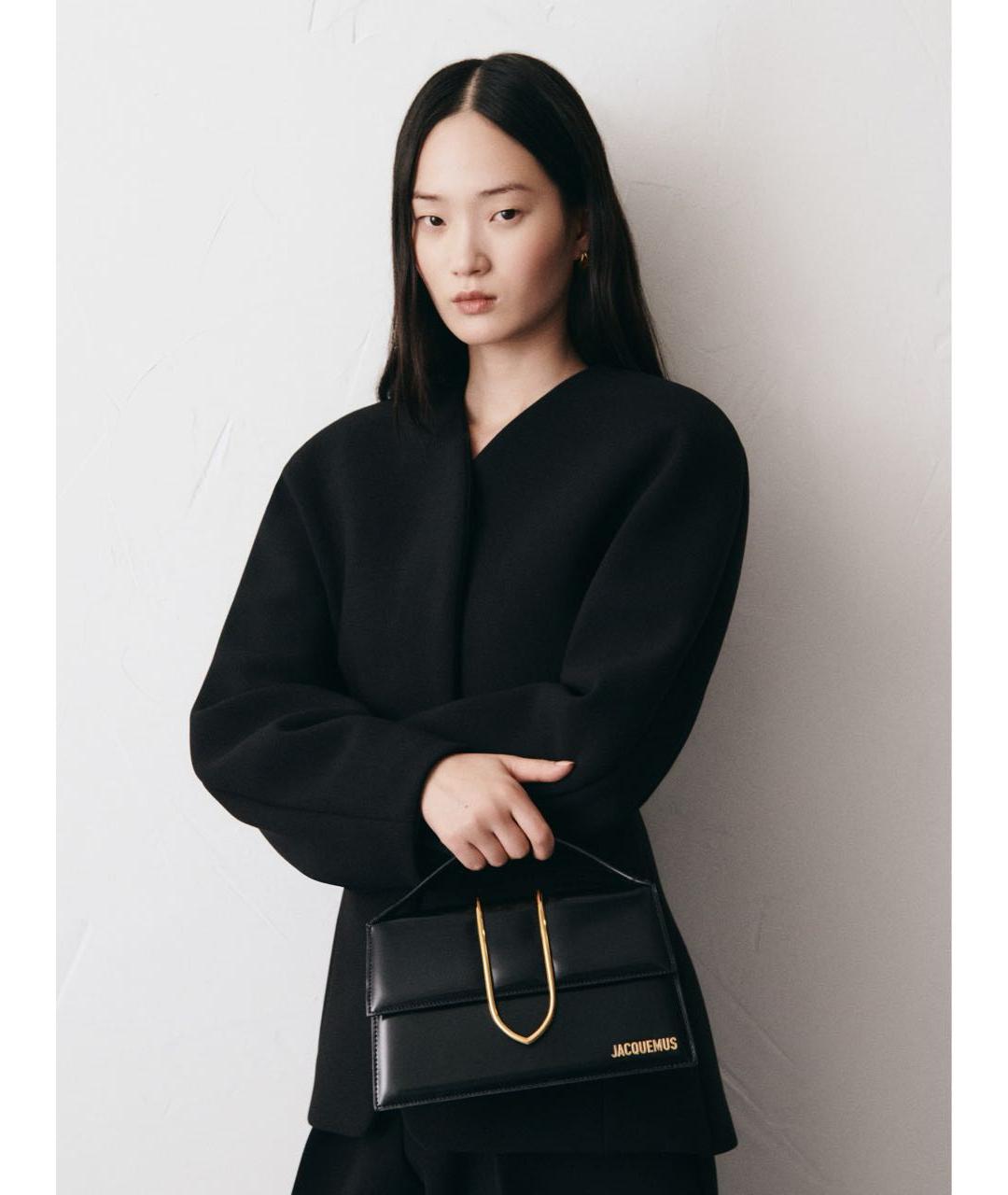 JACQUEMUS Черная кожаная сумка через плечо, фото 5