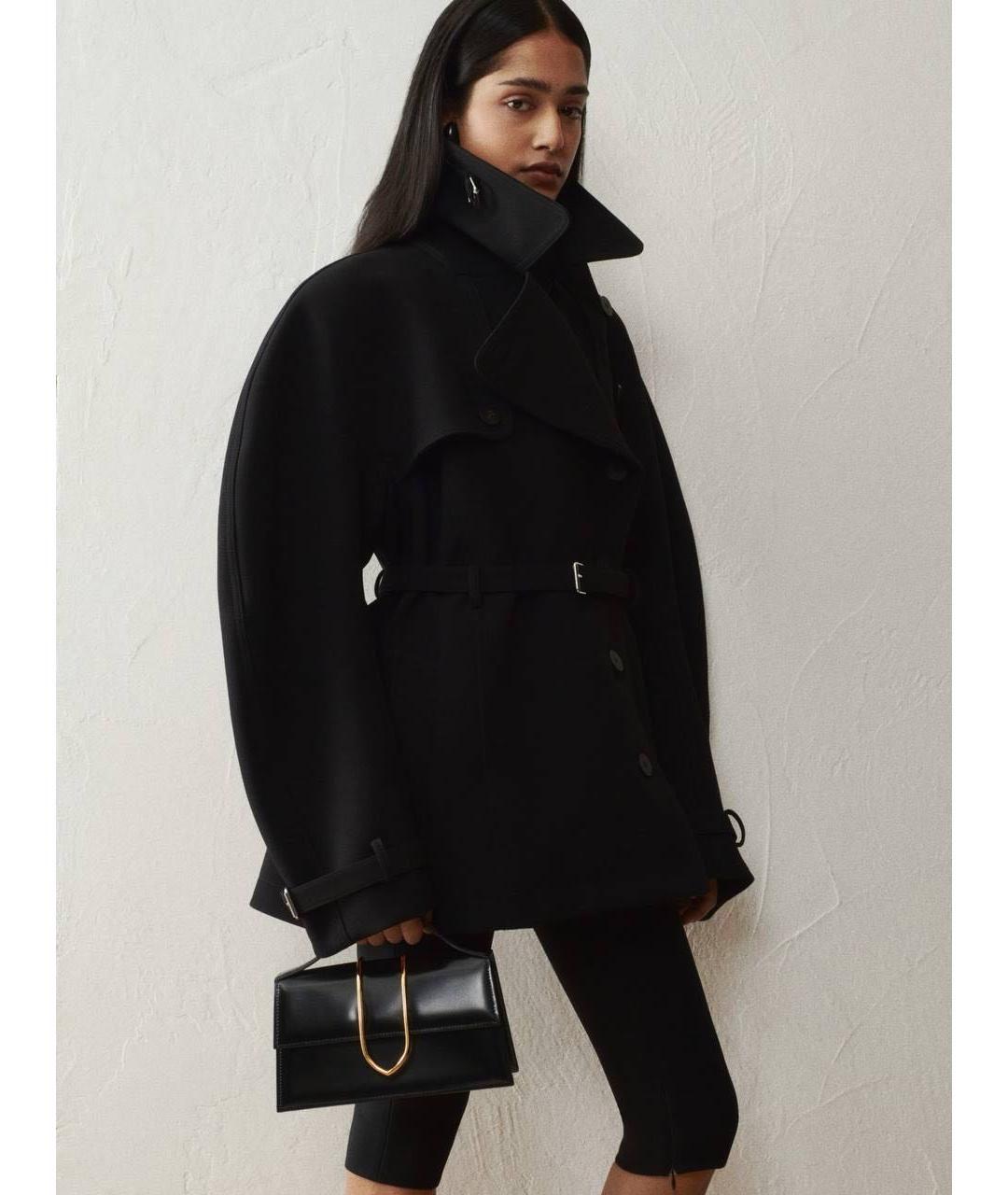 JACQUEMUS Черная кожаная сумка через плечо, фото 4