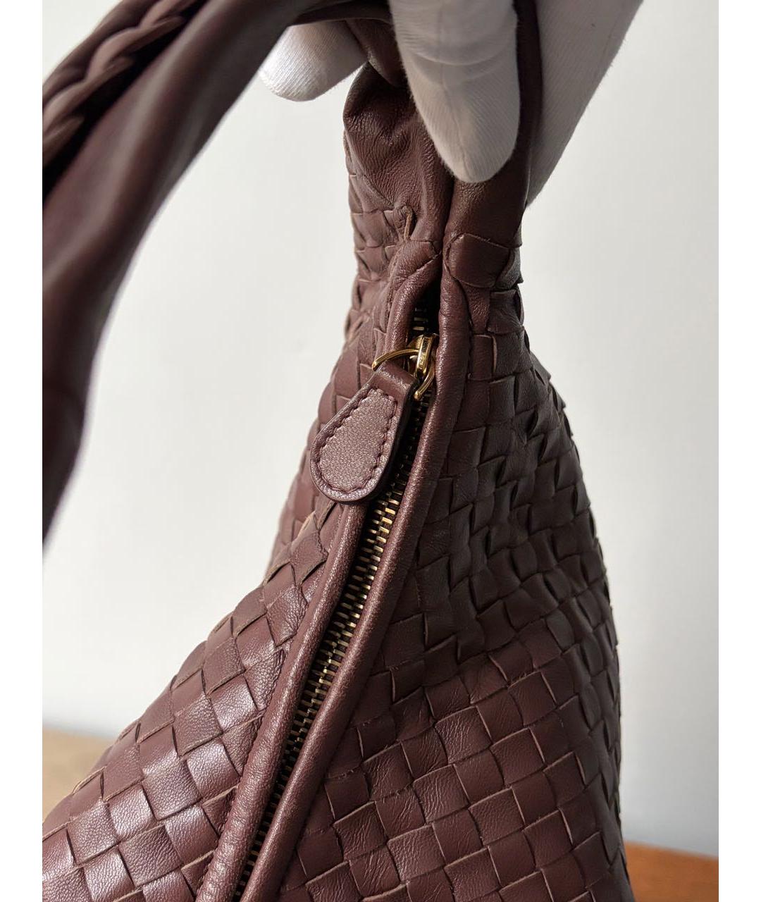 BOTTEGA VENETA Коричневая кожаная сумка через плечо, фото 8