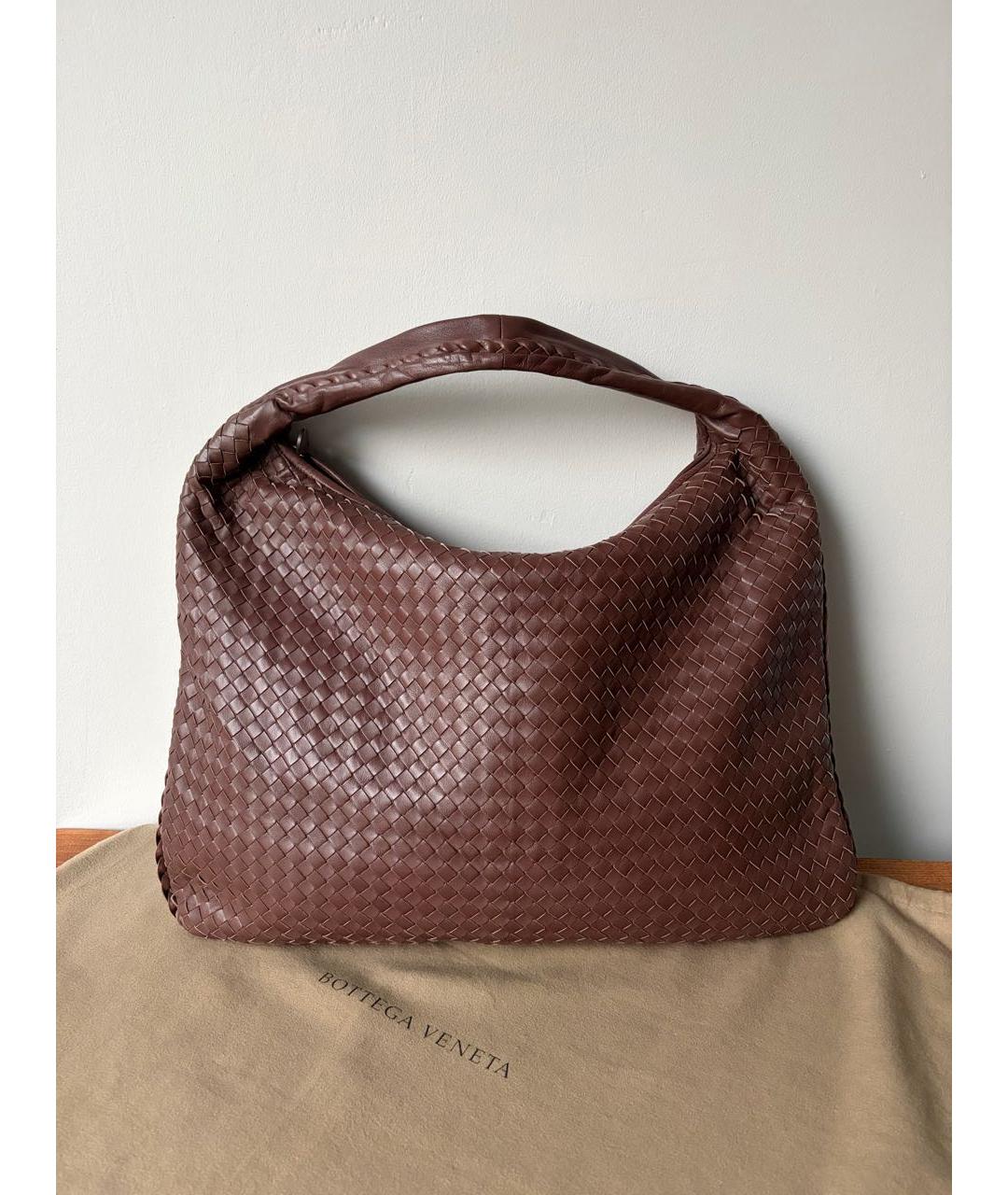 BOTTEGA VENETA Коричневая кожаная сумка через плечо, фото 5