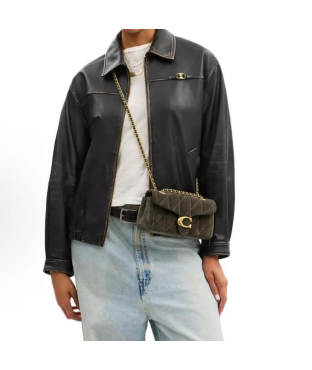 COACH Хаки замшевая сумка через плечо, фото 5