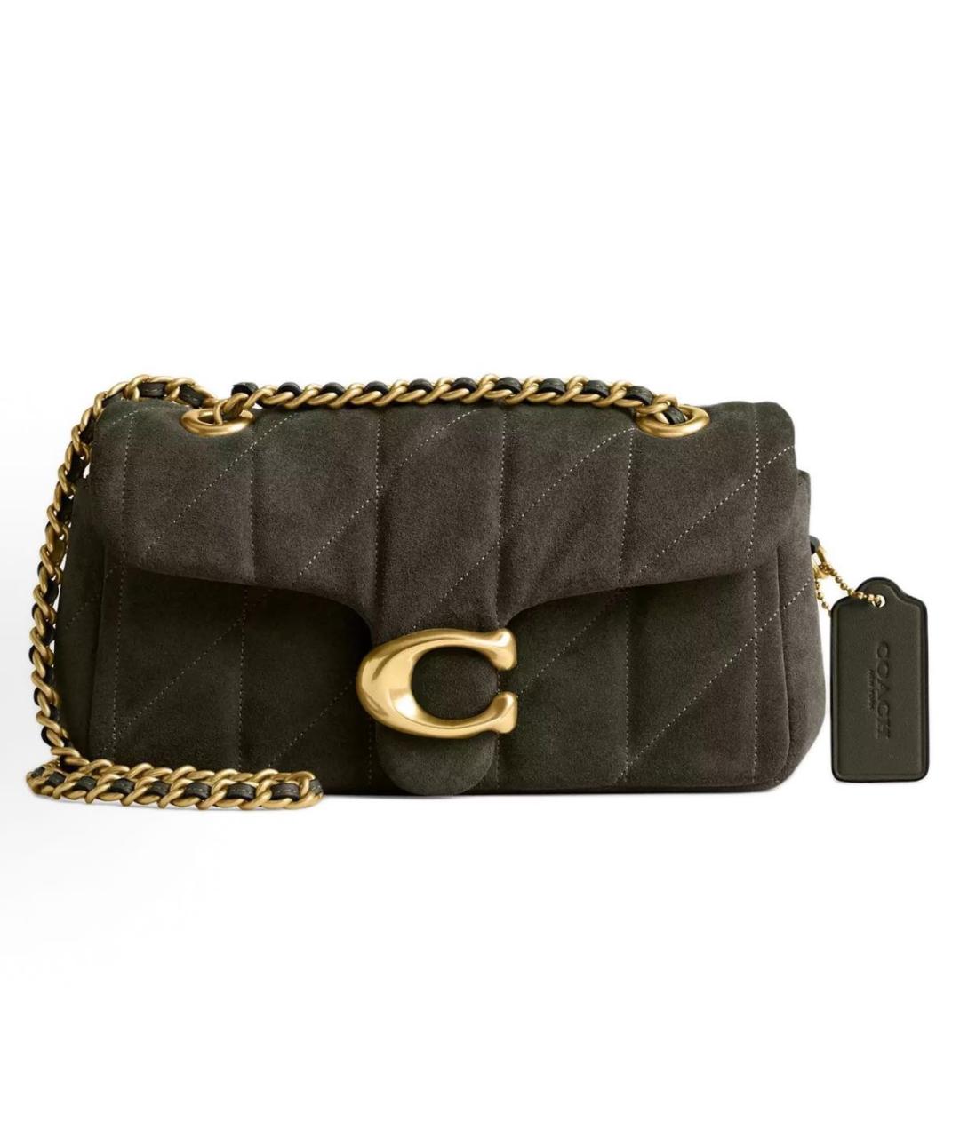 COACH Хаки замшевая сумка через плечо, фото 9